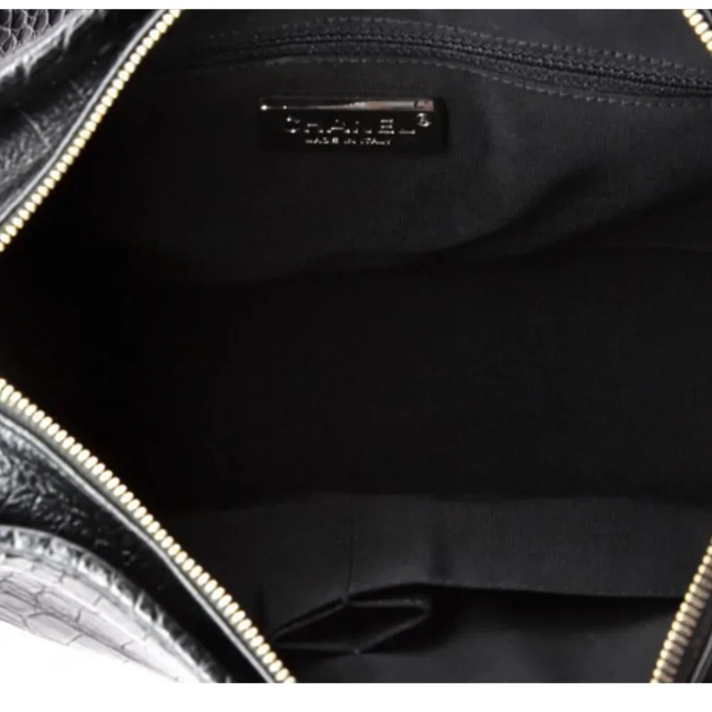 CHANEL RARE Gabrielle Hobo w/ Logo Handle Crocodile Embossed Calfskin Medium Bag